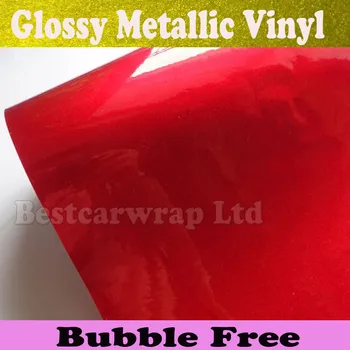 

Gloss Candy Red Vinyl Car Wrap Film With Air bubble free for vehicle cover styling Size:1.52*20M/Roll (5ftx66ft
