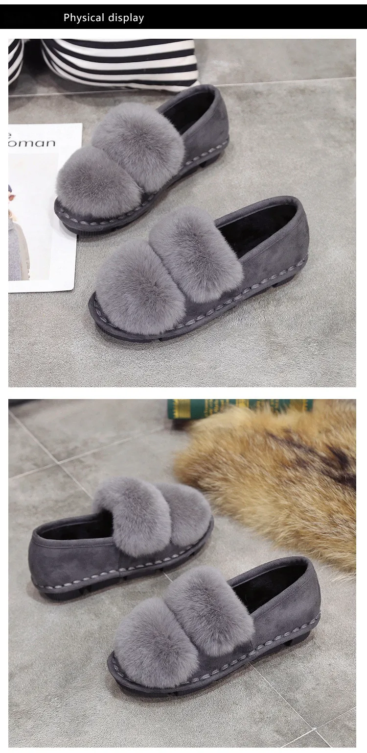 Xiaying/женские туфли без каблуков для снега; Новое поступление; женские модные повседневные теплые короткие плюшевые туфли; популярные туфли на кроличьем меху