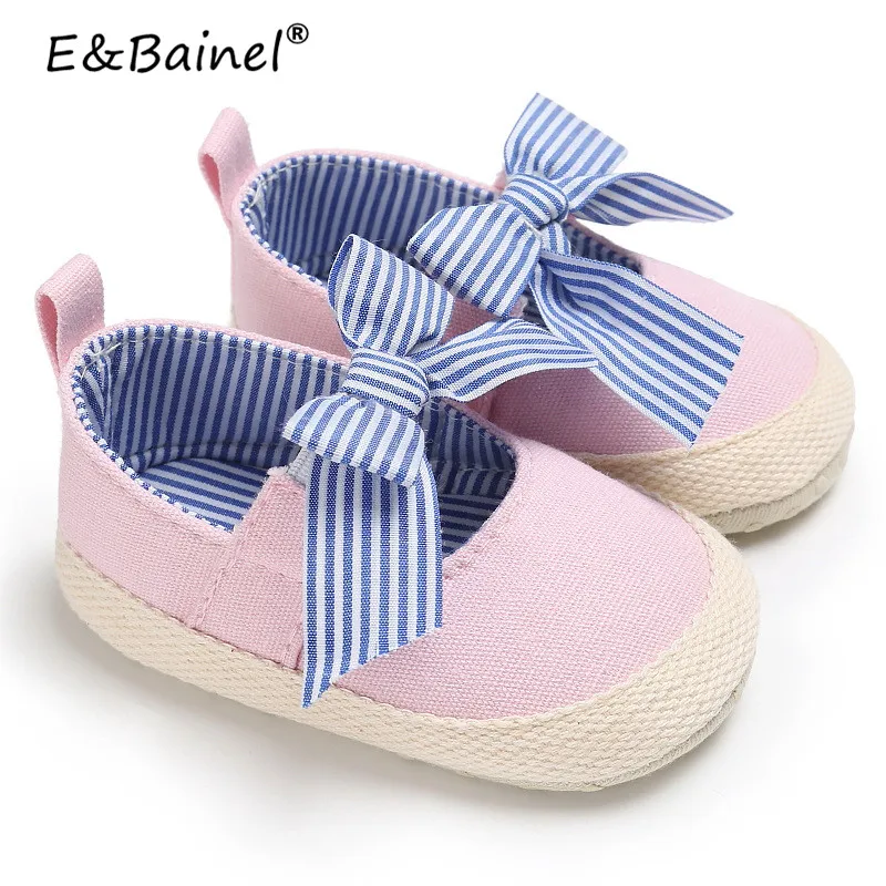 

2018 Summer Toddler Baby Shoes Newborn Girls Soft Soled Cotton Cloth Princess Striped Crib Shoes Prewalker First Walkers