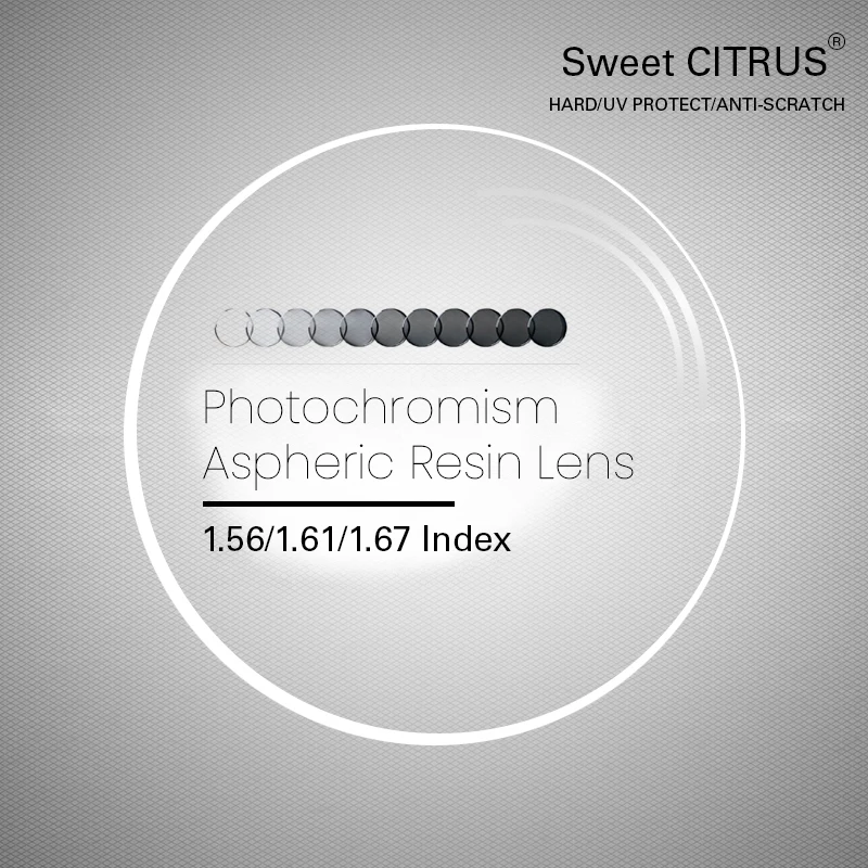 Sweet CITRUS 1.56 1.61 1.67 Photochromic Aspherical Prescription Glasses Lenses CR-39 Resin Myopia Hyperopia Sunglasses Lentes