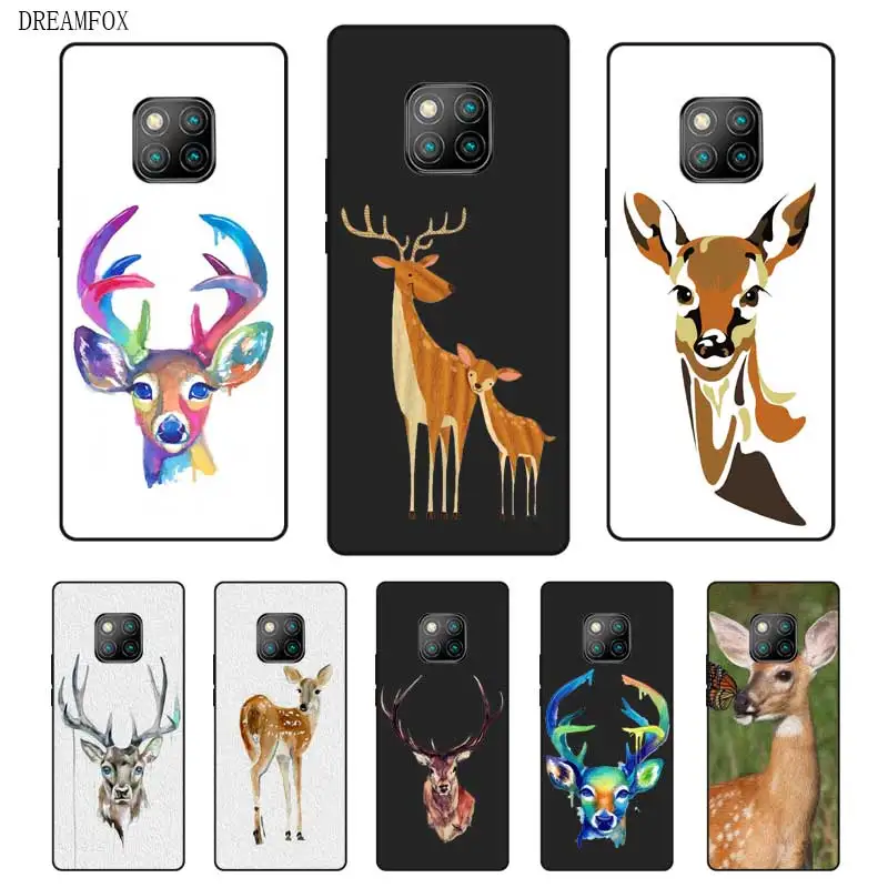 N386 Sika Deer Bambi Black Silicone Case Cover For Huawei Mate 8 9 10 20 30 Lite Pro |