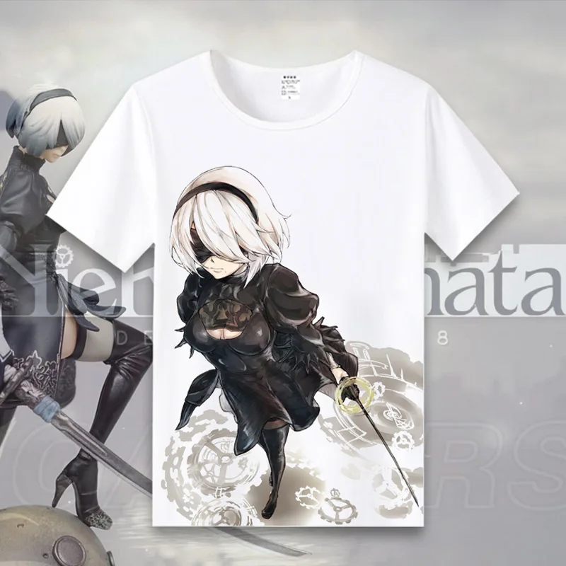 Coshome New Game NieR Automata 2B T-shirts NieRAutomata T Shirt Men Women Tops Short Sleeves Summer Tees (9)