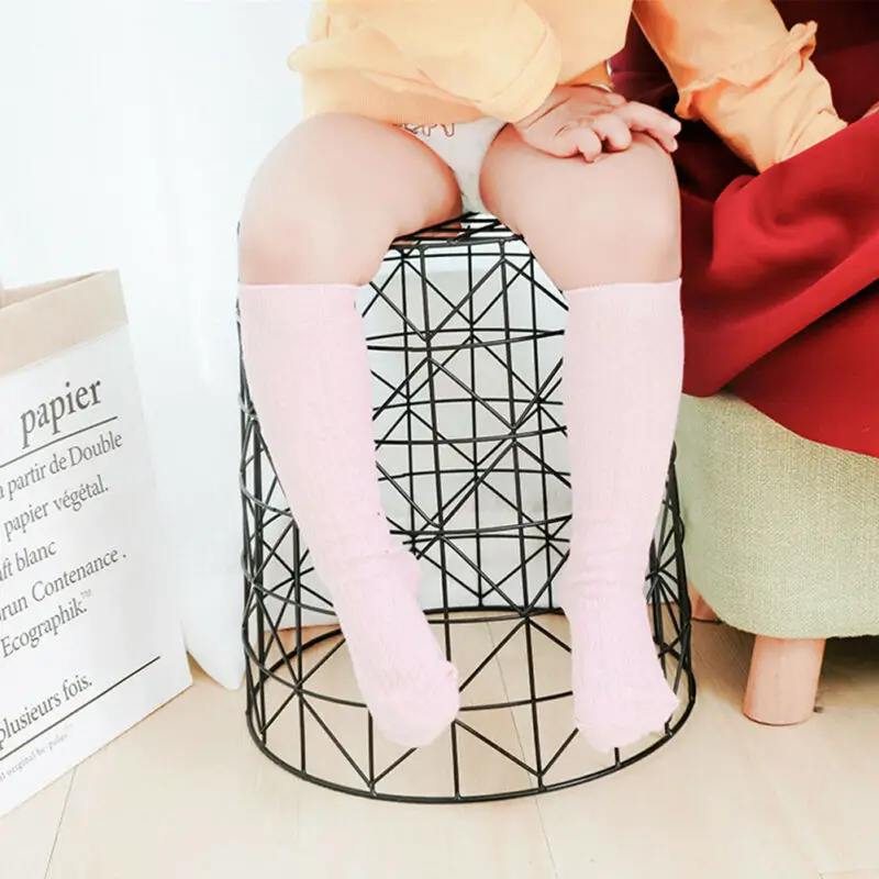 

Toddler Baby Cute Cotton Socks Kids Baby Girls' Long Legs Warmer Knee High Socks New Soild Color Tube Stockings Winter Hot Sale