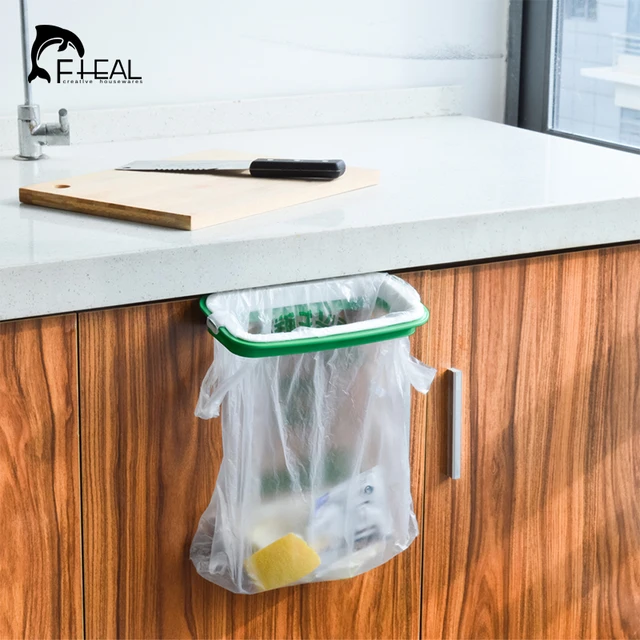 Cheap FHEAL 2018 New Hanging Kitchen Garbage Bags Rack Storage Holders Practical Cupboard Cabinet Tailgate Stand