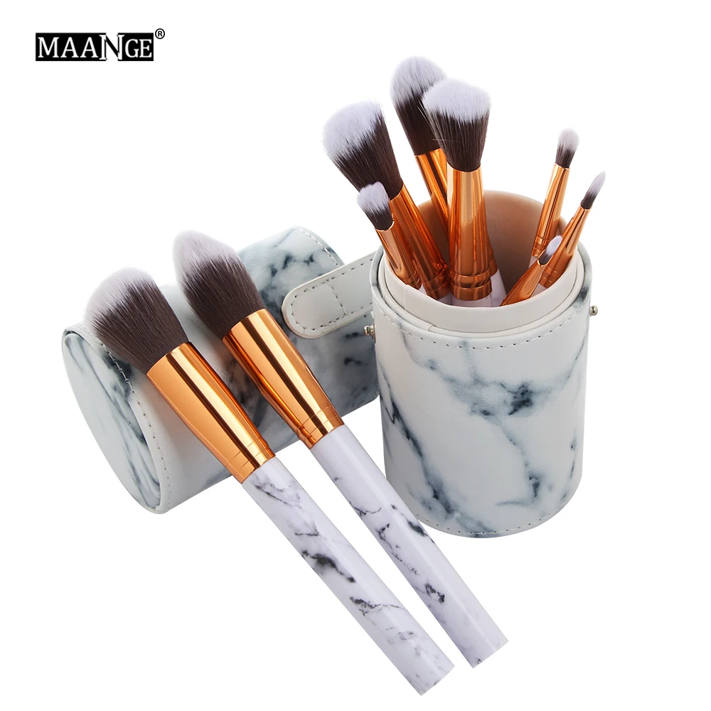 

MAANGE Professional 10pcs Marble Patten Makeup Brush for Cosmetic Powder Foundation Eyeshadow Lip Make up Brushes Set