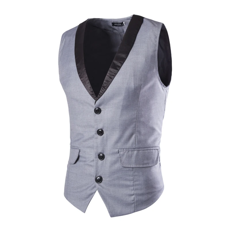 2018 New Sale Men Slim Suit Vests Male Single Breasted Notched Collar Business Casual Vest Men Party Wedding Waistcoat