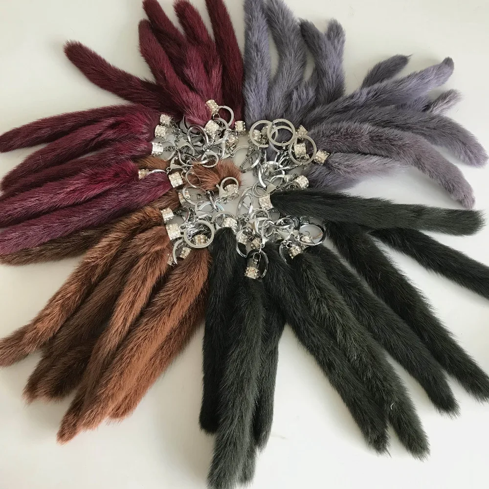 

Magicfur - 1pc Real Genuine Mink Fur Tail Keychain Handbag Charm Cosplay Tool Car Keyring Pendant