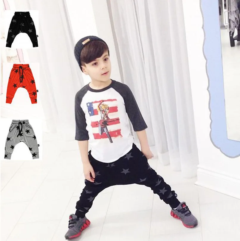 fall children harem pants ,cotton bloomers pants for boys girls black grey gull printed kids clothes baby trousers YAZ017