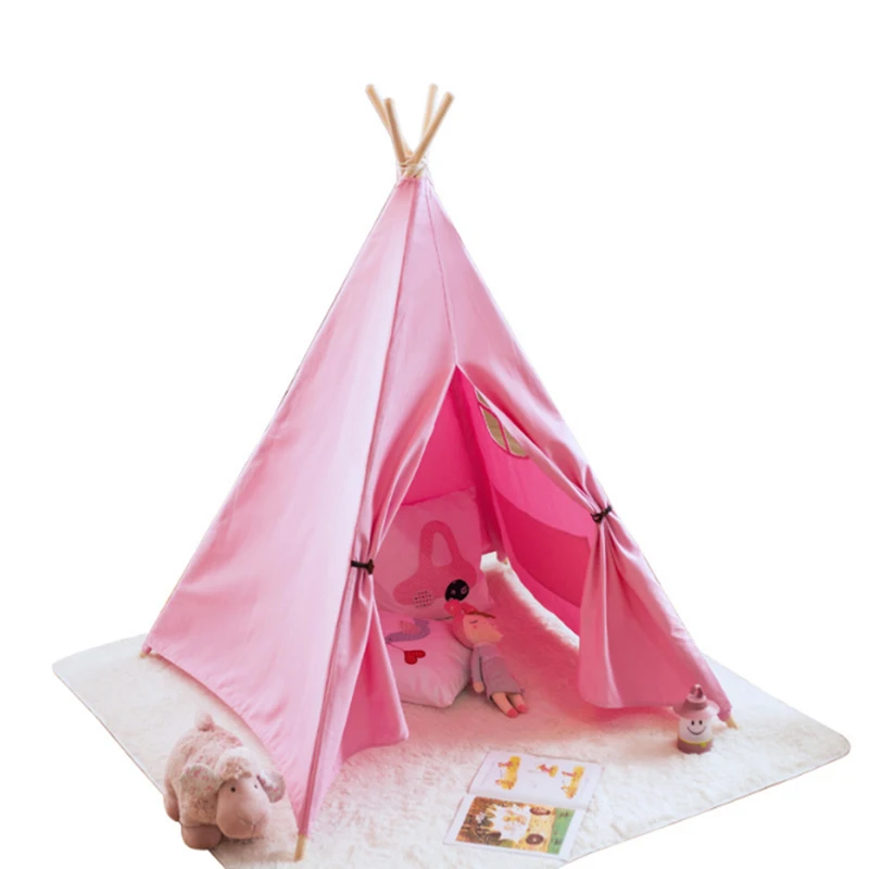 Детские игрушки, палатка из хлопка, Холщовый вигвам, Tipi, Игровая палатка для девочек, милый индийский белый розовый синий игровой домик-вигвам для комнаты, дом принцессы