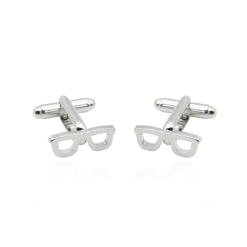 Luxury-Glasses-Tie-Clips-Cufflinks-For-Mens-High-Quality-Silver-Spectacles-Men-French-Shirt-Cuff-Link