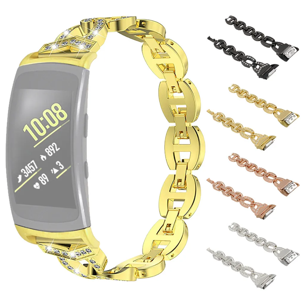 

SmartWatch Smart watch Strap Smartband mi band Stainless Chain Bracelet Smart Watch Band Straps For Samsung Gear Fit 2/ Fit 2Pro