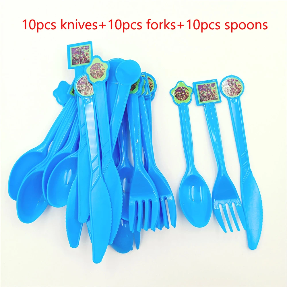 

30pcs/lot Ninja Turtles Plastic Spoons Knives Forks Mutant Ninja Turtles Theme Party Supplies Turtles Spoons Party Decoration