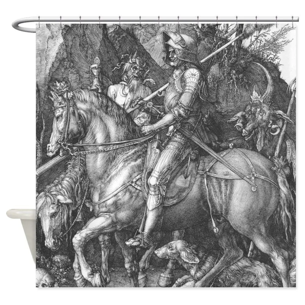 Albrecht Durer Knight Death and the Devil Shower C декоративной тканевой душевой шторкой набор