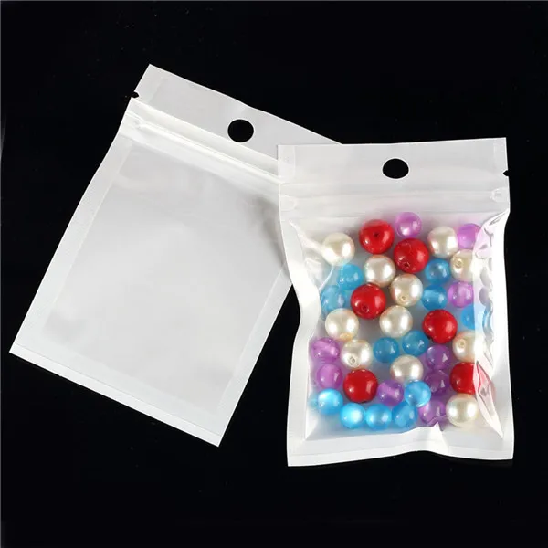 Buy 68x100 mm White Clear Self Seal Zipper Plastic Retail Packaging Pack