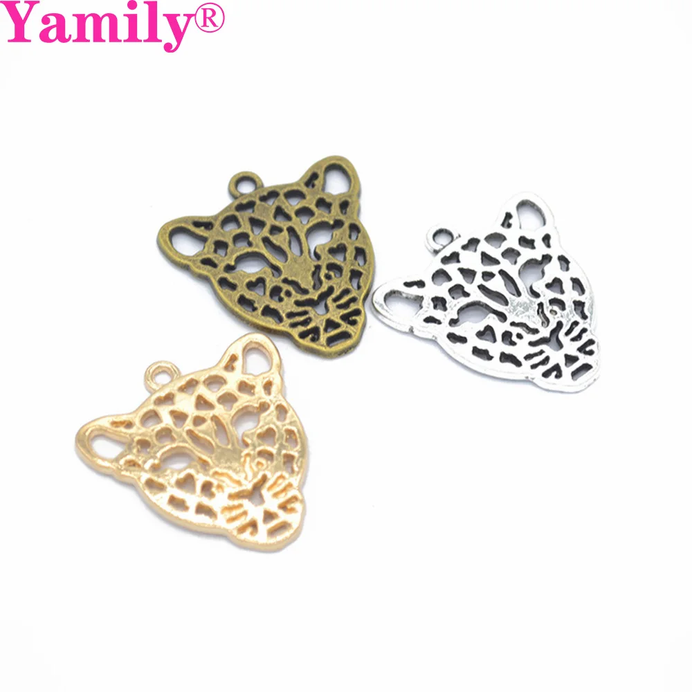

Yamily 15pcs/28*26mm Antique Silver Bronze gold Tone leopard head Charms Pendants for Jewelry Findings Jewelry Making DIY
