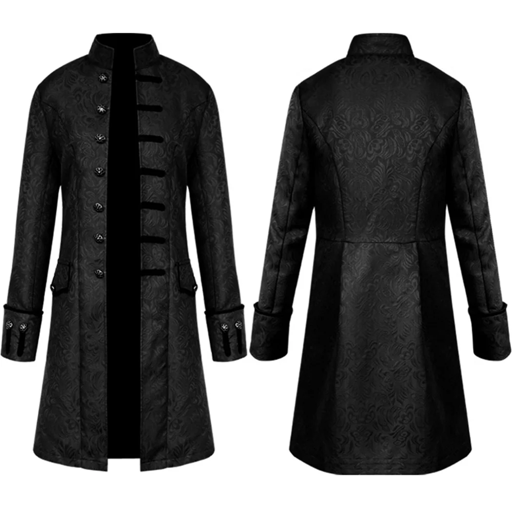 

Steampunk Luxury Long Sleeve Windbreaker Suit Outwear Vintage Mens Gothic Brocade Jacket Winter Frock Coat Wedding Jackets