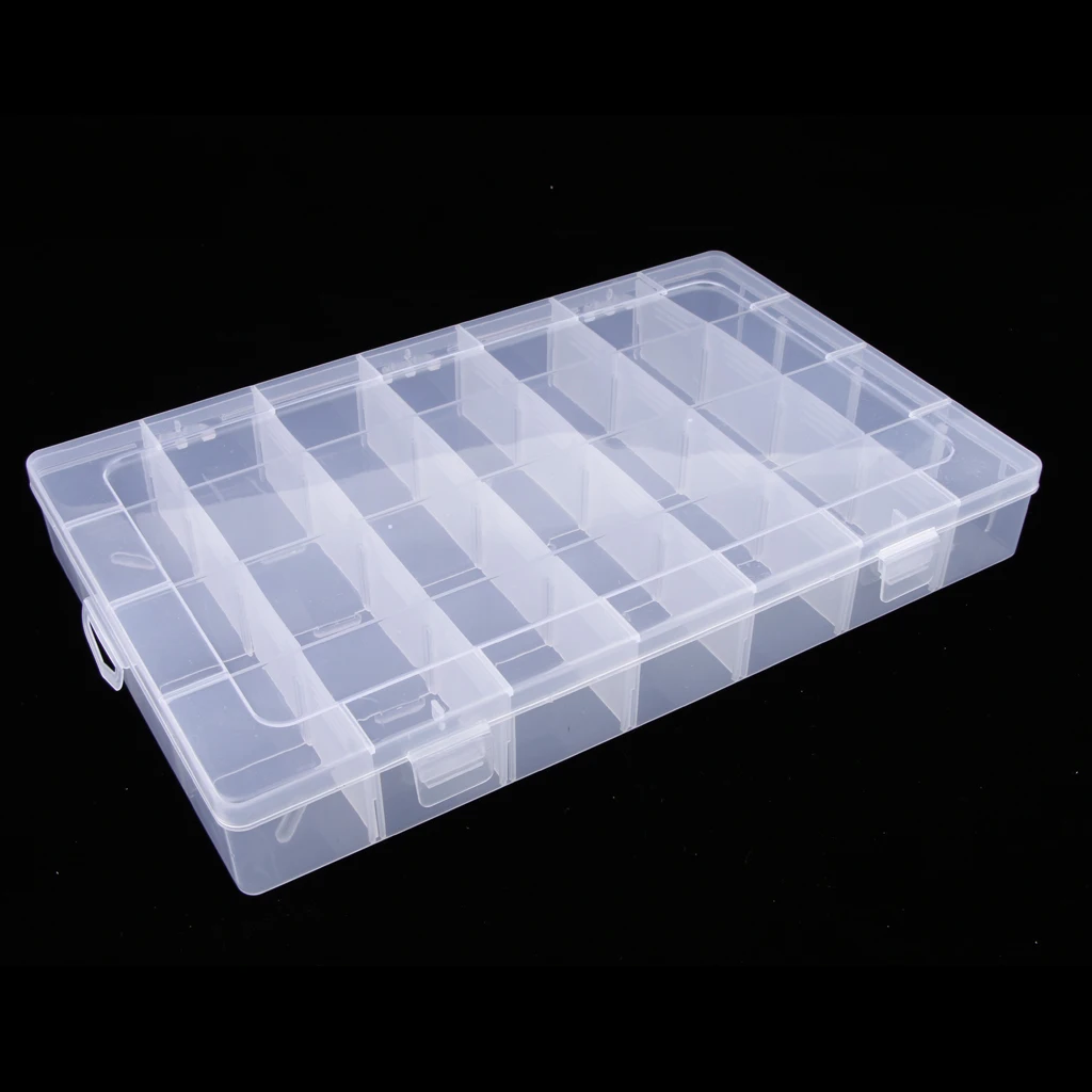 Plastic Storage Box Adjustable Dividers Bead Jewelry Case Carfts Hair Bands Storage Home Organizer & 28 Small Grids 34×21.5×5cm