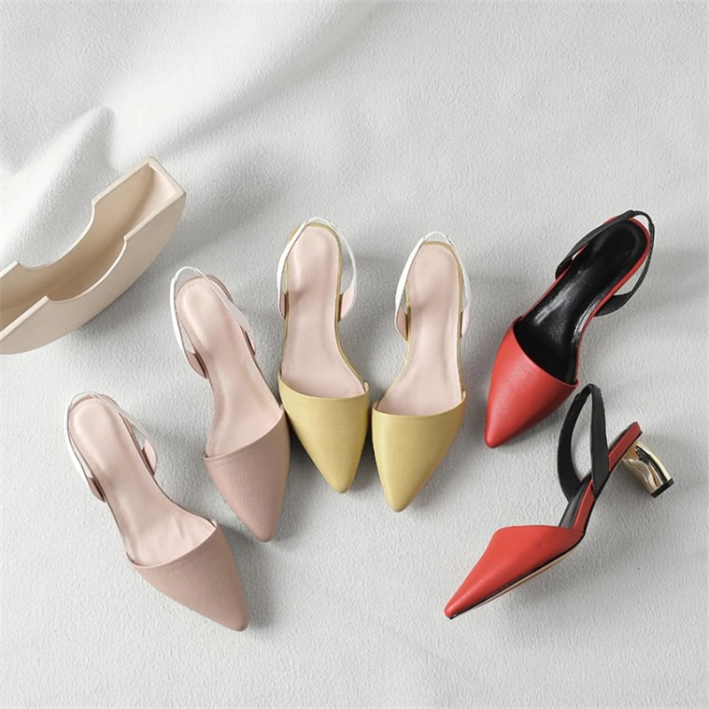 MSSTOR Pointed Toe Sandals 2019 Red Fashion Party Genuine Leather Summer Shoes Woman Sexy Mixed Colors High Heels Sandals Women MSSTOR Pointed Toe Sandals 2019 Red Fashion Party Genuine Leather Summer Shoes Woman Sexy Mixed Colors High Heels Sandals Women