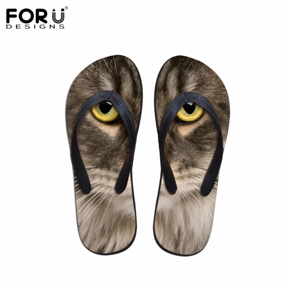 

FORUDESIGNS Flip Flops Woman 3D Cool Animal Cat Eyes Women Non-slip Home Slippers Casual Flats Flip Flop Ladies Summer Shoes