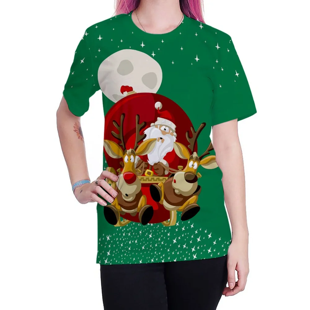 Us 1143 12 Offsweolso Merry Christmas Funny Cartoon Santa Claus Reindeer Print T Shirt New Fashion Men And Women Short Sleeve Tshirt S Xxxl In