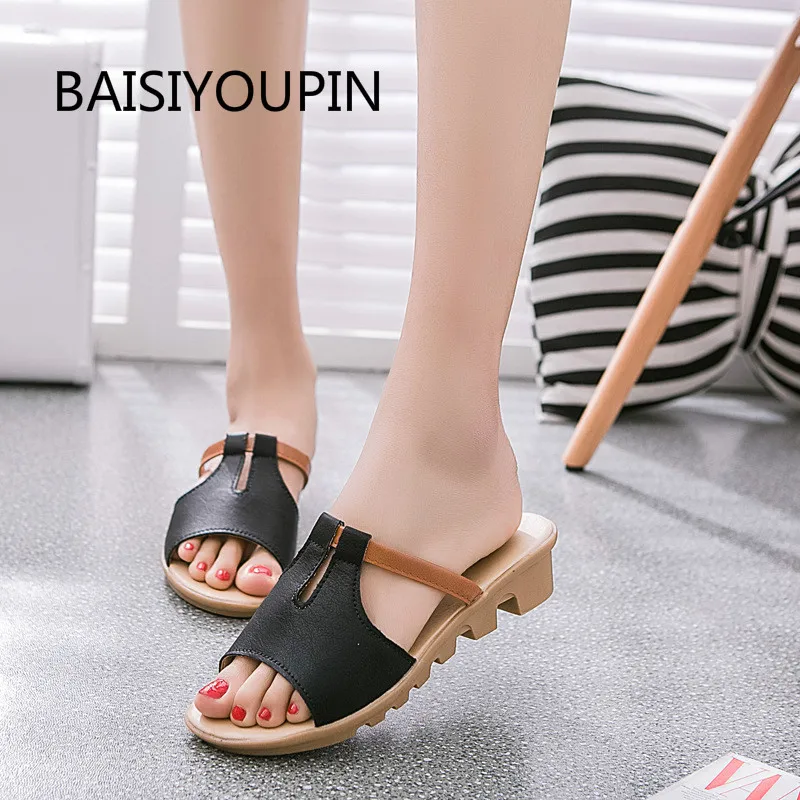 

Summer Platform Sandals Women Shoes Fashion Mixed Colors Non-Slip PU Leathers Beach Casual Student Female Sandals
