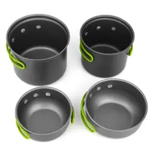 4pcs Non-stick Pots Pans Bowls Portable Outdoor Camping Hiking Cooking Set Cookware new arrival