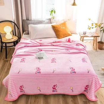 

Pink High quality Thicken plush bedspread blanket 200x230cm High Density Super Soft Flannel Blanket for the sofa/Bed/Car