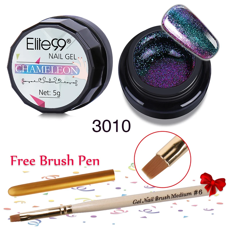 

Elite99 Soak off Changing Color Chameleon UV Gel Nail Lacquer Brush Pen Soak Off 5ml Chameleon Gel With Painting Pen