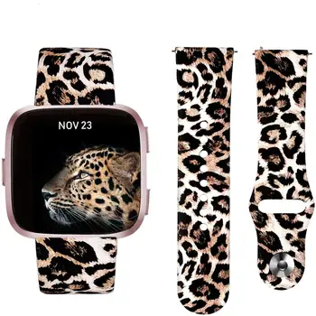 

Fitbit Versa Band, Floral Leopard Silicone Printed Replacement Band Strap Bracelet Wristband Watchbands For Fitbit Versa