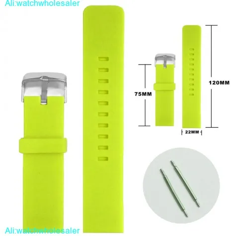 22mm Neon Green Color Silicone Jelly Rubber Unisex Watch Band Straps WB1081G22JB