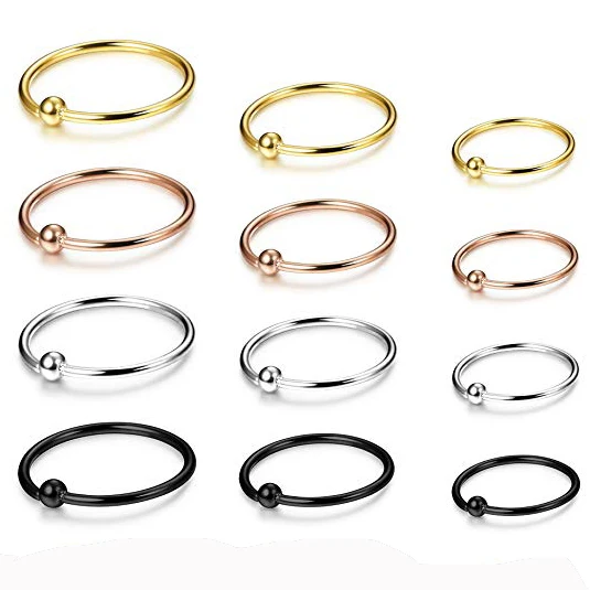

3PC Steel Captive Hoop Bead Rings Lip Eyebrow Nose Nipple Labret Piercings Tragus Helix Piercing Body Jewelry 6mm 8mm 10mm