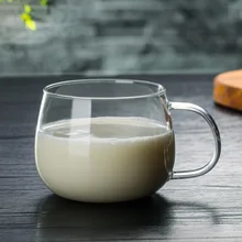 300 мл прозрачная Однослойная стеклянная кофейная чашка с ручкой, стакан для молока, завтрака, простые чашки для сока