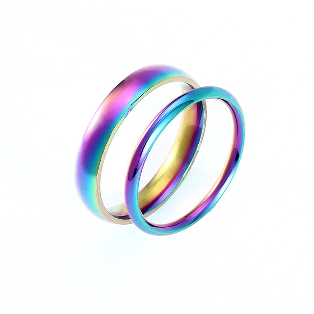 Anillo De Banda Arcoíris De Acero Titanio Para Mujer - Tallas 5 A 13, Ideal Como Regalo