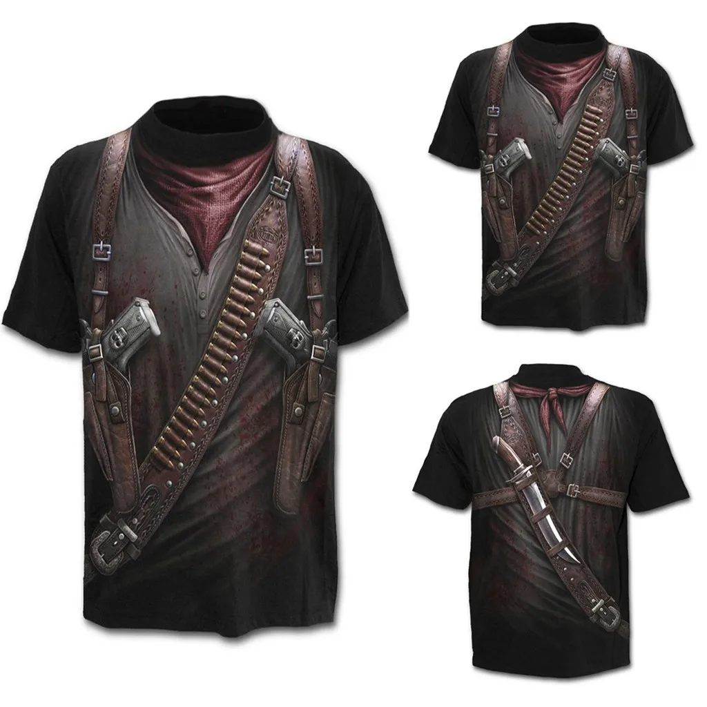 

Men's t-shirt o-neck Western Cowboy 3D Print Short Sleeve Top