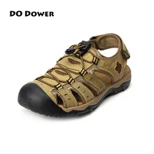 Fazer o Dote de Praia Sandálias Homens Respirável Genuíno Sapatos de Couro Frete Grátis