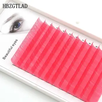 

HBZGTLAD New C/D curl 0.07/0.1mm 8-15mm false lashes rose red eyelash individual colored lashes Faux volume eyelash extensions