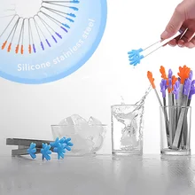 Urijk 1 шт. портативный креативный маленький из нержавеющей Мини пищевой лед квадратный Suger барбекю зажим силиконовый зажим Нескользящая кухня инструменты