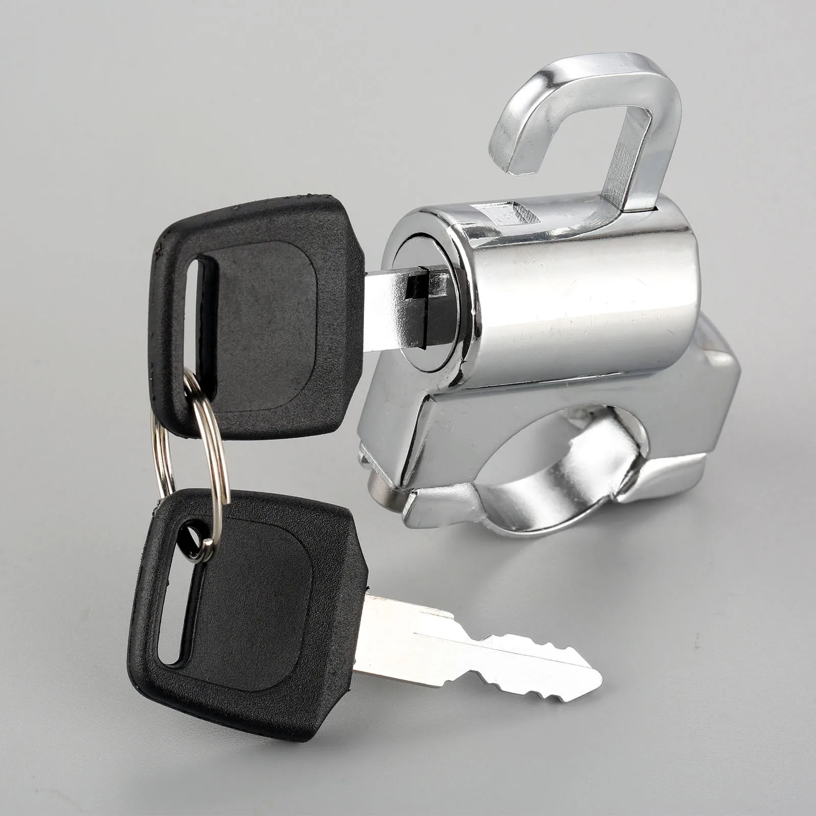 

1Pc Motorcycle Univesal Helmet Lock Bike Hanging Hook Keys Set Chrome 22mm 7/8" Tube Handlebar bar With Accessories