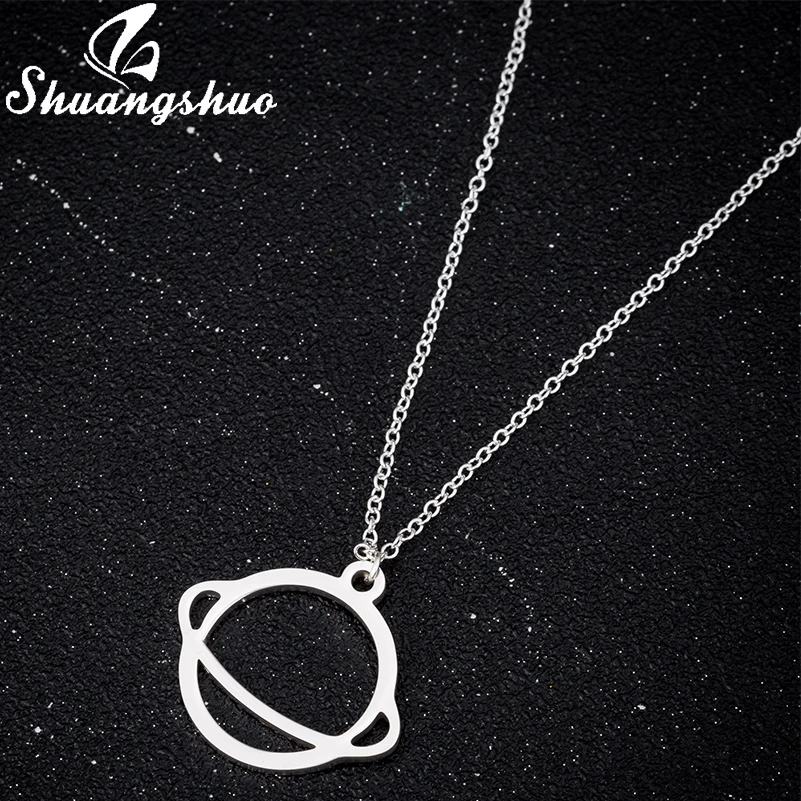 

Shuangshuo Geometric Moon Necklace Space Moon Necklaces & Pendants Chain Necklace Moon Chocker Friendship Necklaces collares