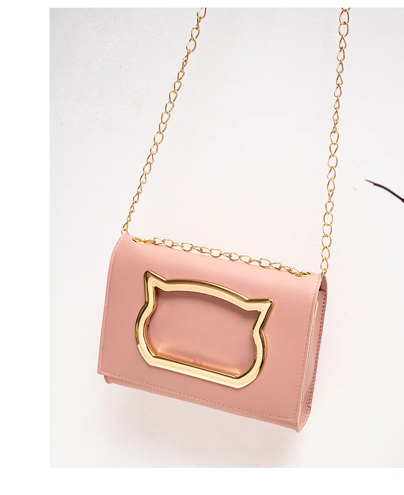 Brand Fashion Cute Cat Messenger Bag for Women Chain Sling Shoulder Pouch Female Lady Crossbody Bags Teenage Girls Handbags