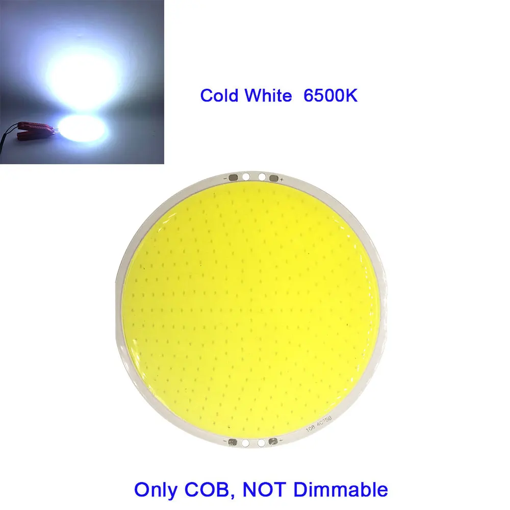 DC12V затемнения круглый COB светодиодный светильник Панель светильники 12V 50W Светодиодный лампа с диммером Синий Теплый Холодный белый Цвет Алюминий плата COB 108 мм - Испускаемый цвет: CW COB Only