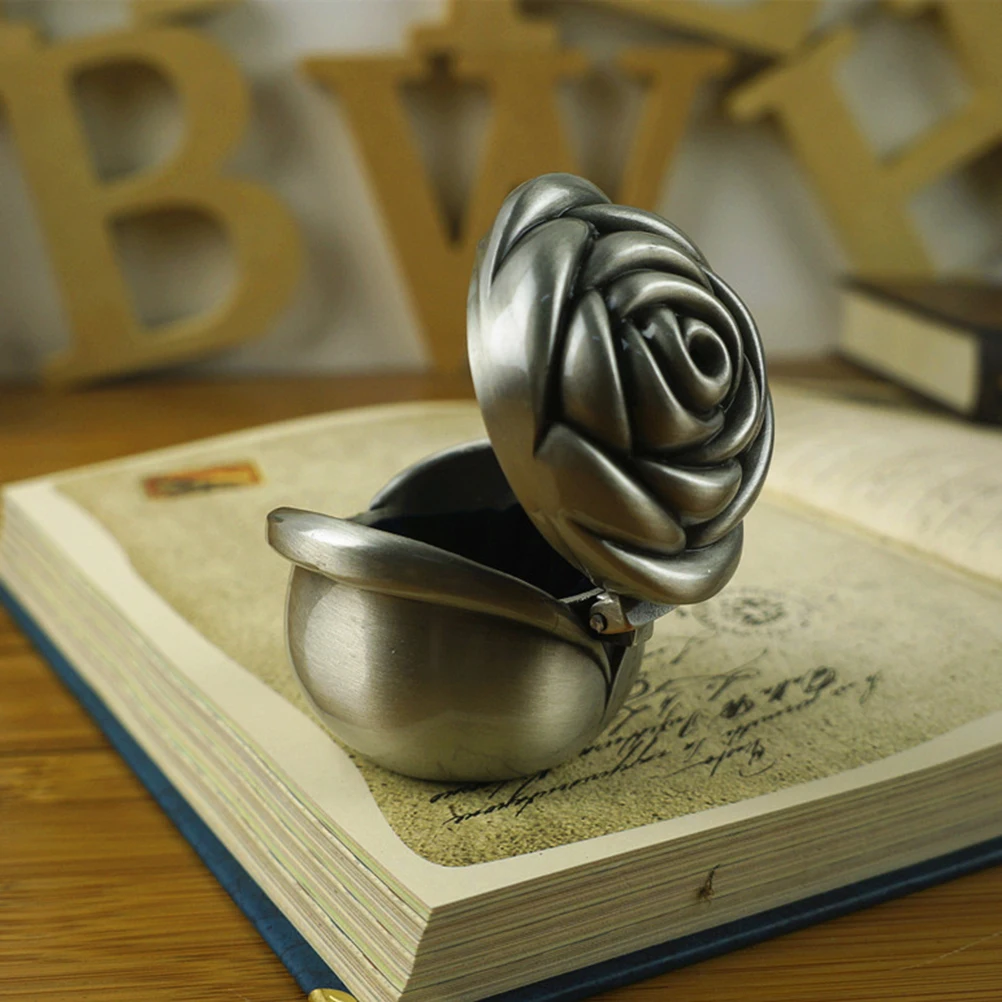 Винтаж под старину цветок резные металлические Jewelry Box Брелок чехол для хранения