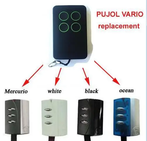 

PUJOL VARIO OCEAN, WHITE, BLACK, MERCURIO compatible garege door opener remote control