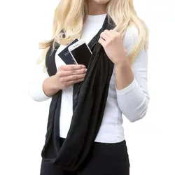 Осень-Зима Шарфы однотонный мягкий карман Петля Шарф Теплый Бесконечность шарф универсальные для женщин мужские кольца шарфы модный стиль