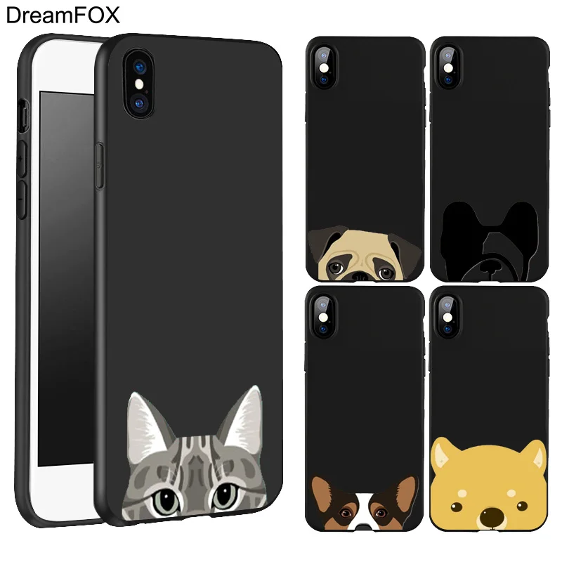 DREAMFOX L053 Funny Cat Dog Black Soft TPU Silicone Case Cover For Apple iPhone 11 Pro XR XS Max X 8 7 6 6S Plus 5 5S 5G SE |