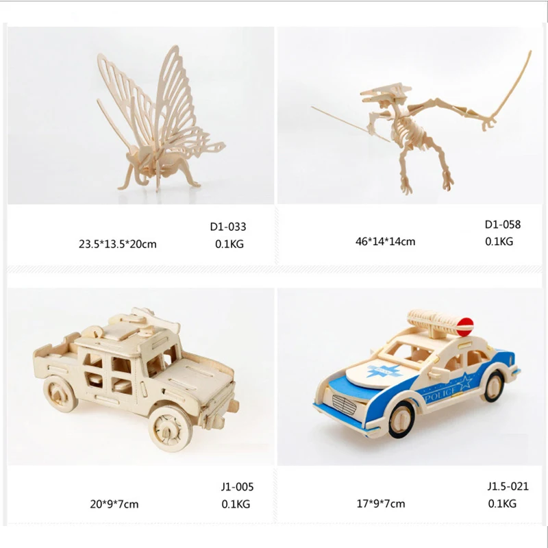 Деревянные DIY Джип динозавр животное стиль 3D головоломки деревянные ремесла