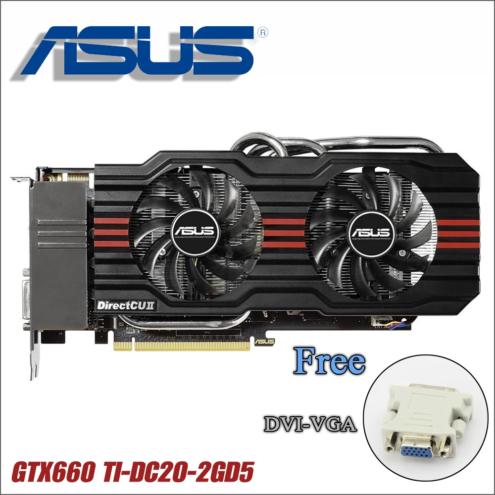 Б/у оригинальная Видеокарта ASUS GTX 660 Ti 2 Гб 192Bit GDDR5, видеокарты для nVIDIA Geforce GTX660 ti, VGA, более прочная GTX 750 ti