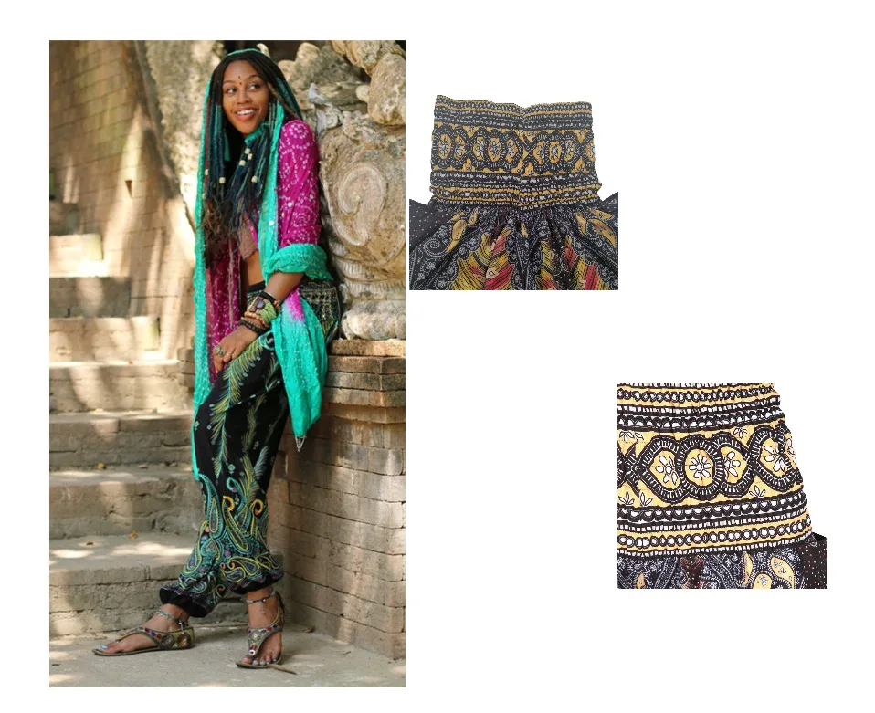 Bohemian Indian Yoga Pants Ethnic Style Wide Leg India Pants Large Crotch Women Belly Dance Mandala Hippie Boho Trousers