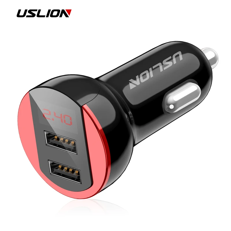 

USLION 3.1A 5V Dual USB Car Charger LED Display Quick Charging Smart Surge Protection Fuse Mode Car Charger For iPhone Samsung