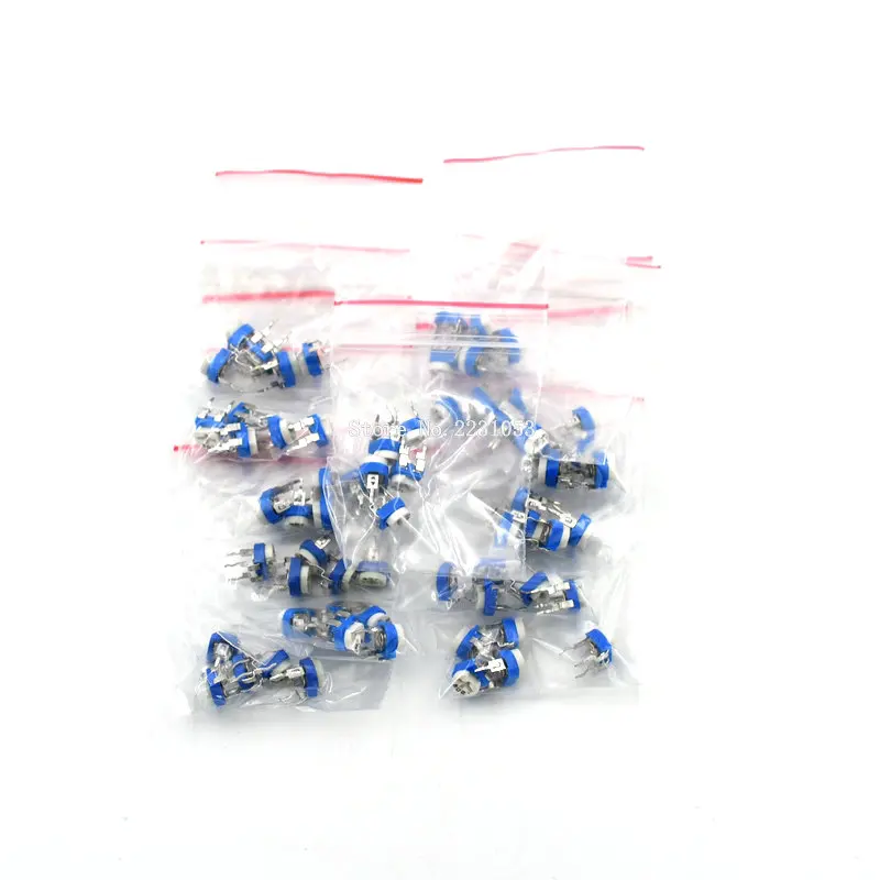 

Trimming Potentiometer RM-065 top adjustment 100R-1M RM065 WH06-2 Variable Potentiometers Assorted Kit 13Type*5pcs=65PCS